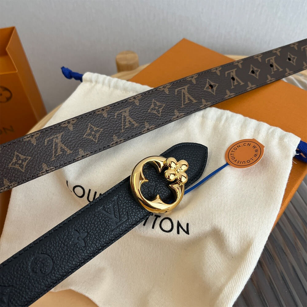 LV Flowergram Round 30mm Reversible Belt