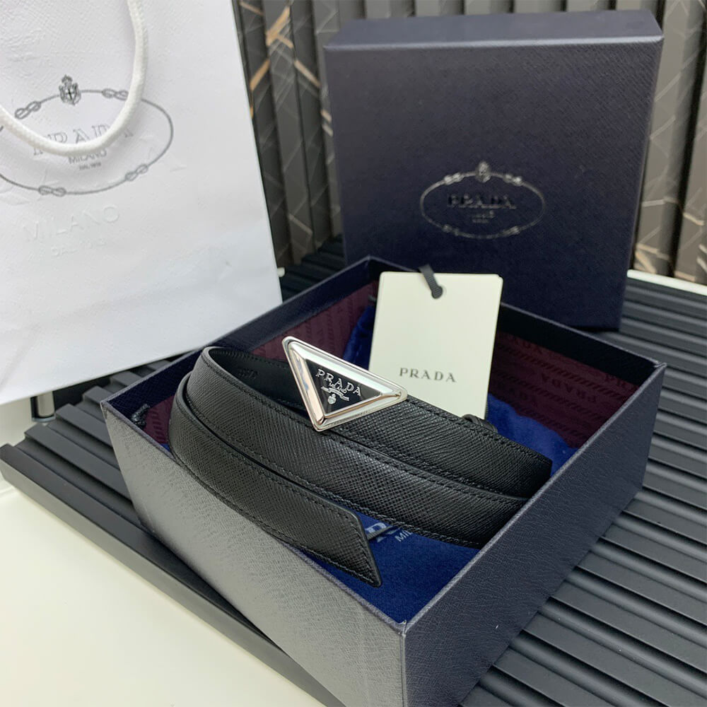 Pra*a Saffiano leather belt