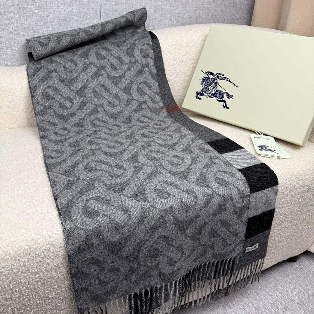 Bv*b*rry Reversible Check And Monogram Cashmere Scarf