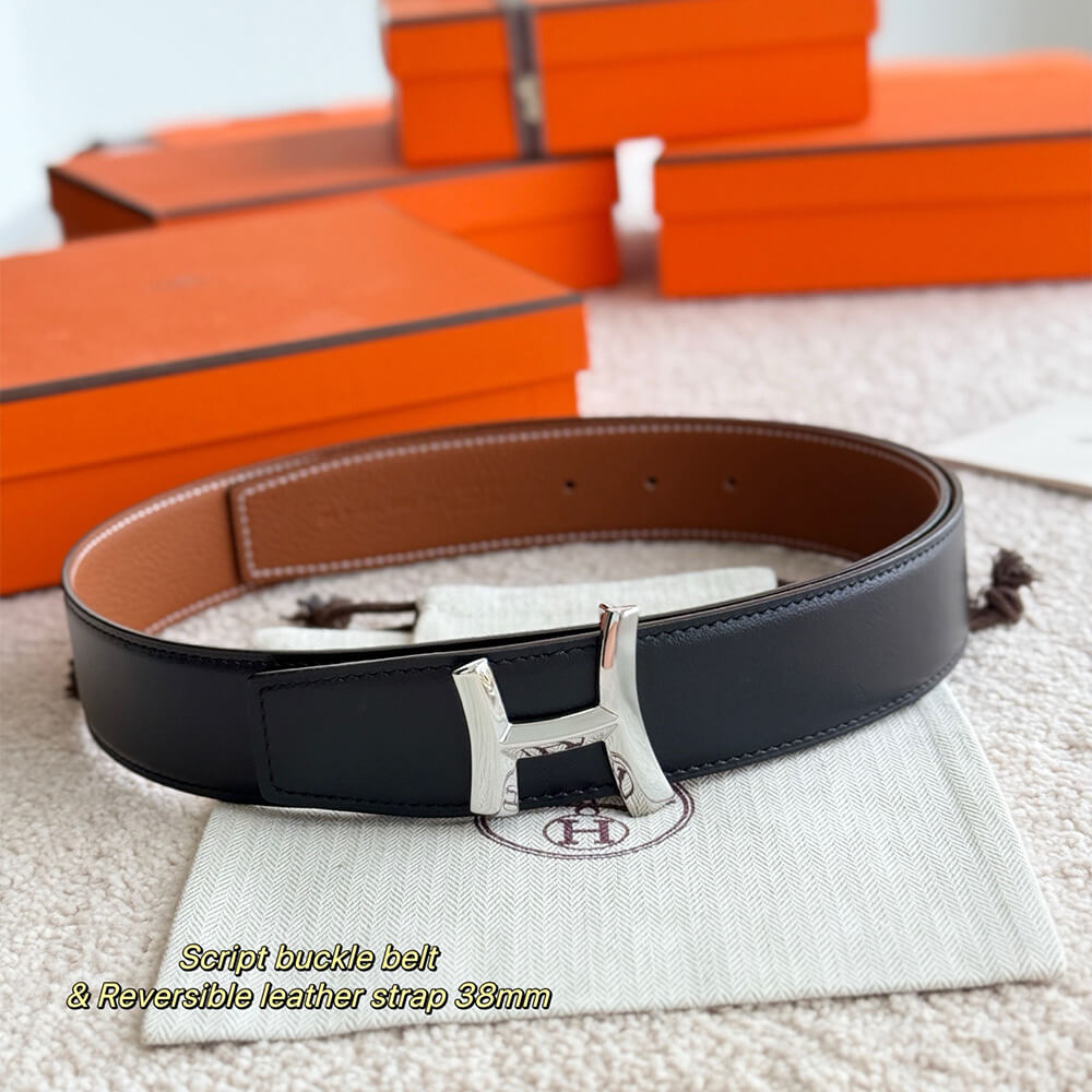 H**me5 Fibbia da cintura Script & Pelle reversibile per cintura 38 mm