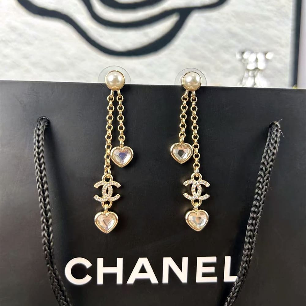 Ch**el Pearl Heart Earrings