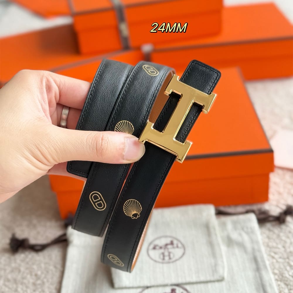 H**me5 Mini H belt buckle & H**me5 sur Mer reversible leather strap 24 mm