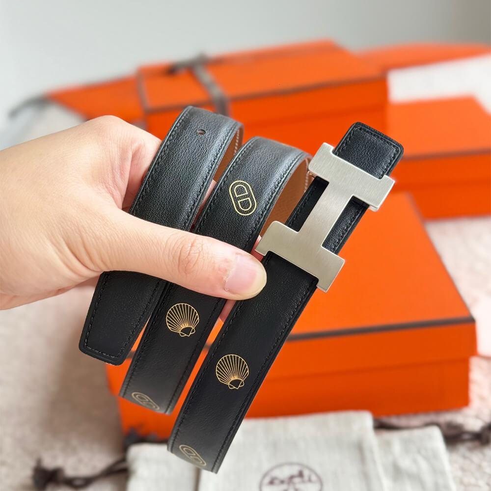 H**me5 Mini H belt buckle & H**me5 sur Mer reversible leather strap 24 mm