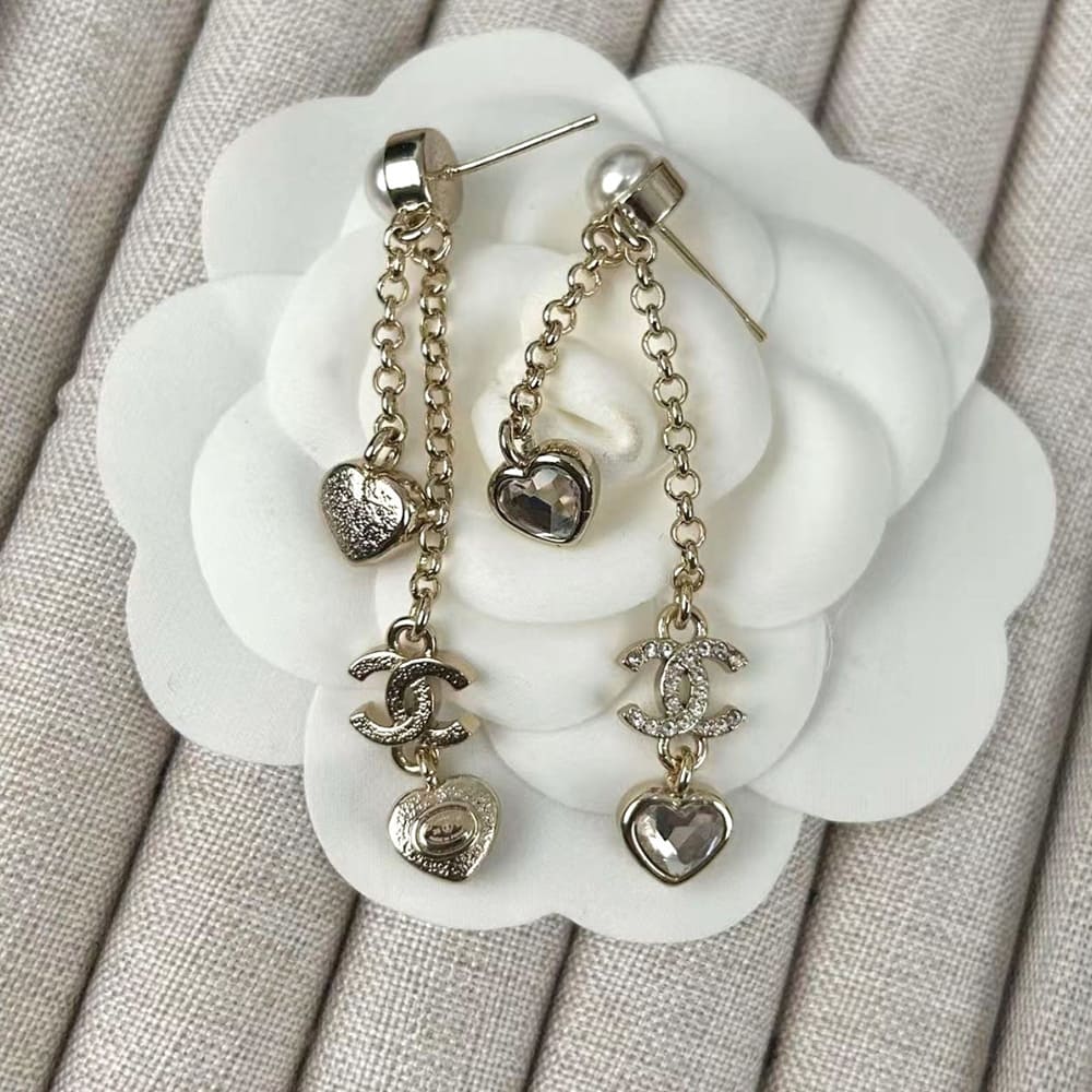 Ch**el Pearl Heart Earrings