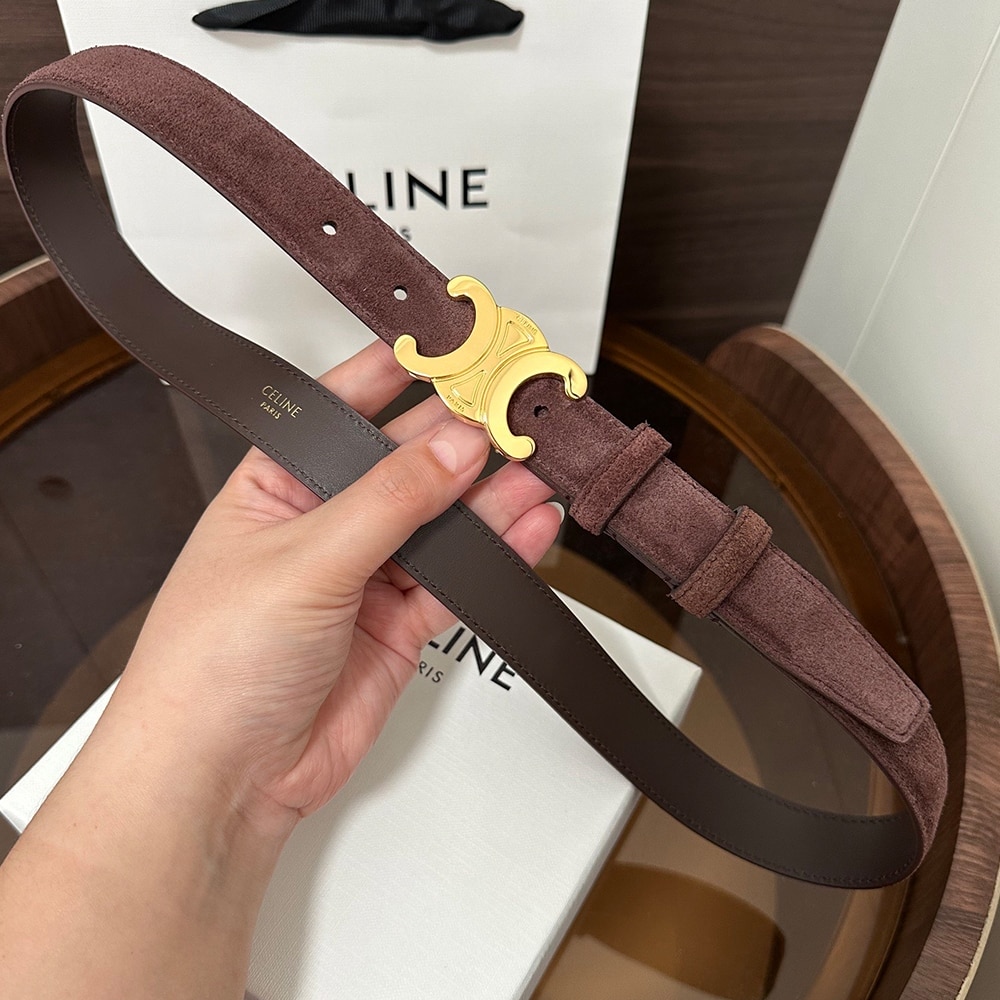 Ce1i*e Triomphe Grained Matte Calfskin Belt 25 MM