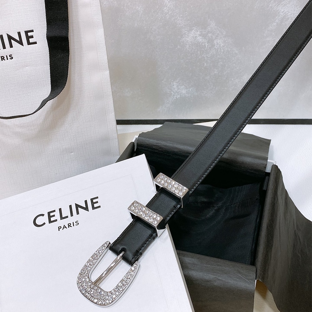 Ce1i*e Medium Marco Belt With Strass In Vintage Calfskin 25MM
