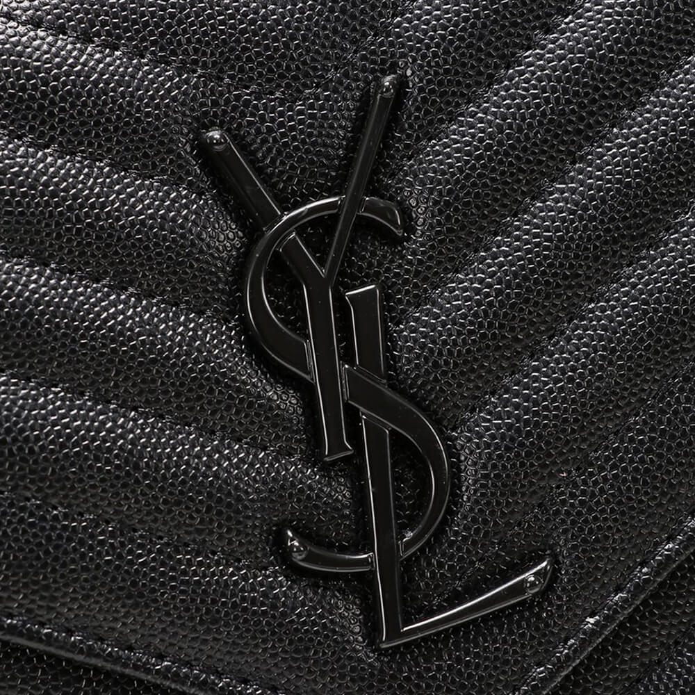 Sa1nt Lau*nt Chain-strap Y51-plaque grained-leather wallet