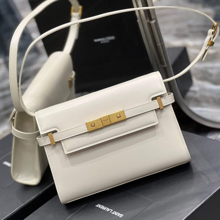 MANHATTAN SMALL SHOULDER BAG IN BOX Sa1nt Lau*nt LEATHER
