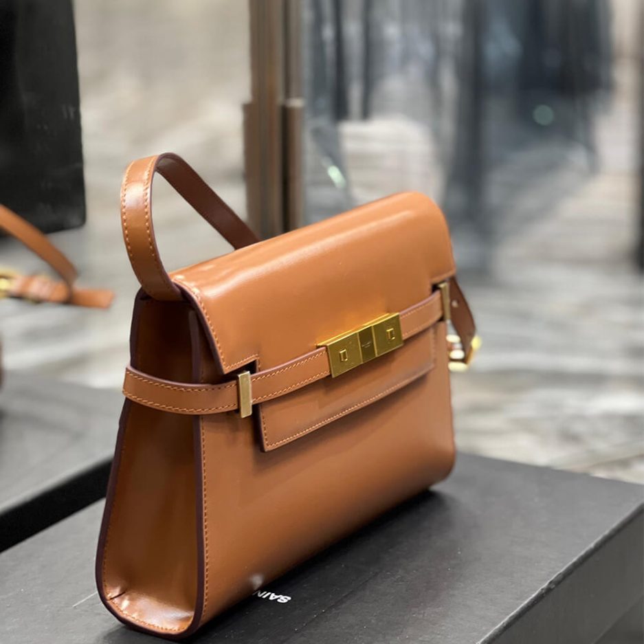 MANHATTAN SMALL SHOULDER BAG IN BOX Sa1nt Lau*nt LEATHER