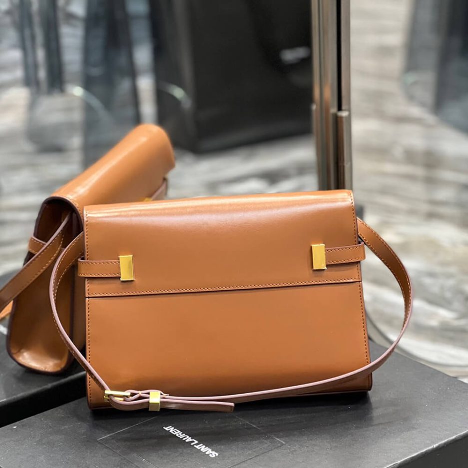 MANHATTAN SMALL SHOULDER BAG IN BOX Sa1nt Lau*nt LEATHER