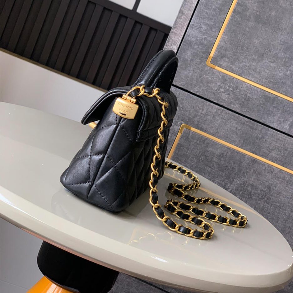 Ch**el Mini Flap Bag with Top Handle(HIGH-END GRADE)